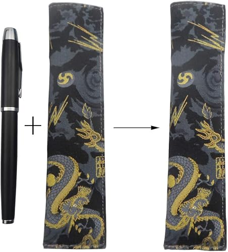 Miniatura 5 de Enyuwlcm - Funda tipo pluma estilográfica para bolsillo, diseño de dragón negro