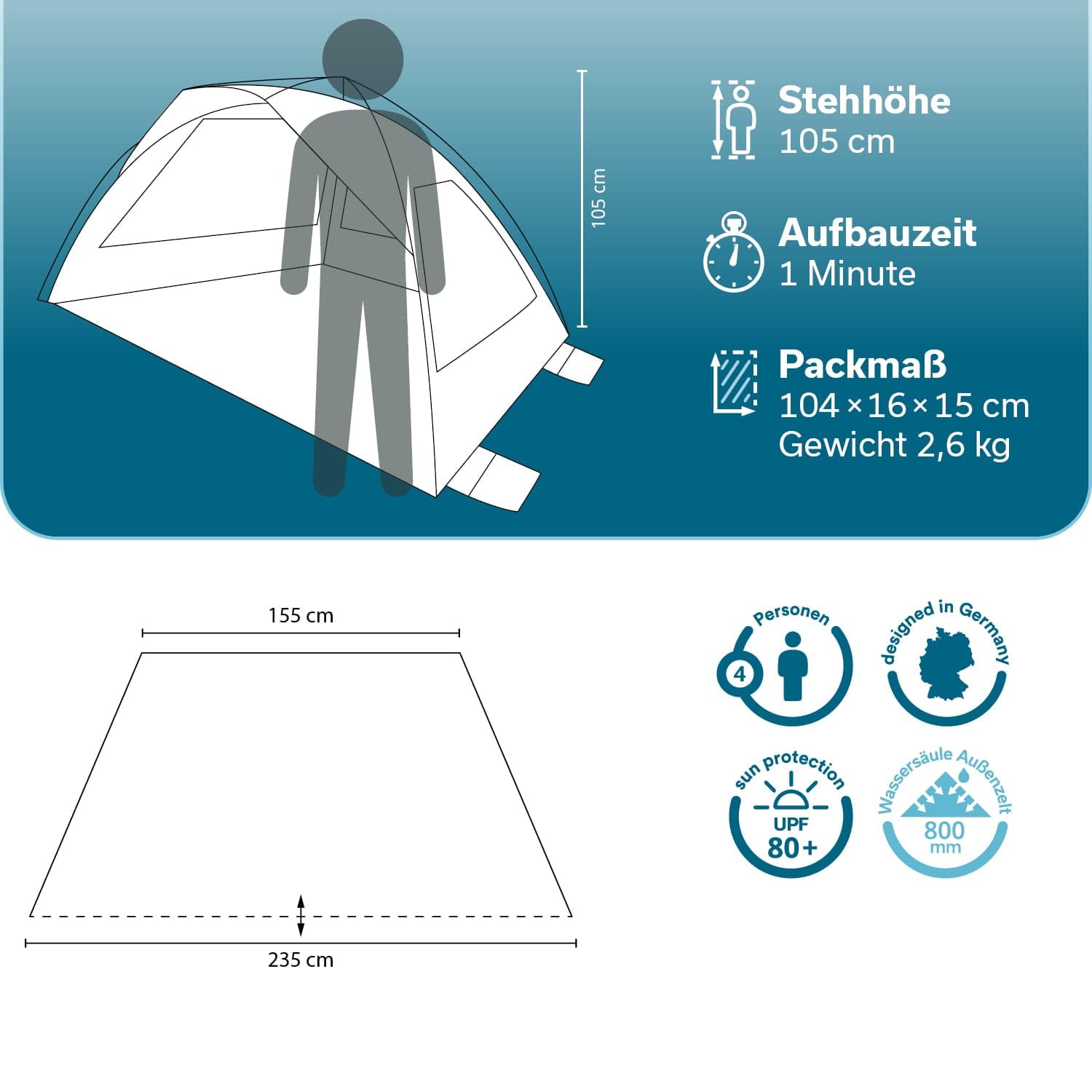 Skandika Strandmuschel Skal Quick-Start Strandzelt UV-Schutz 80+ 360° Mesh-Panoramafenster Windschutz Sonnenschutz Sichtschutz Quick-Up Sandheringe