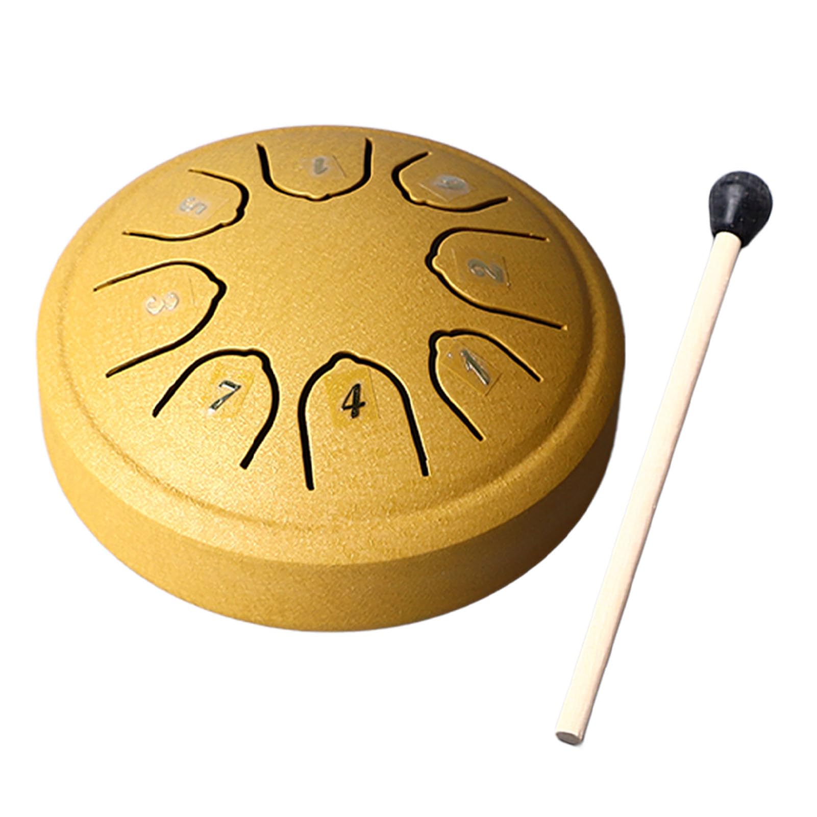 Zungentrommelinstrument aus Stahl, 11,4 cm, 8 Töne, C-Schlüssel, Karbonstahl, kleine Zungentrommel für Erwachsene, Kinder, Anfänger (Gold)