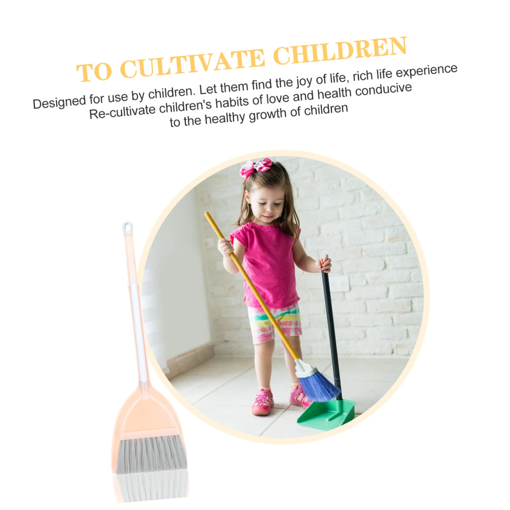 TOGEVAL Plastic Boys and Girls Broom Dustpan Compact Family Cleaning Kit Educational Tool for Boys and Girls' Housekeeping Skills Development