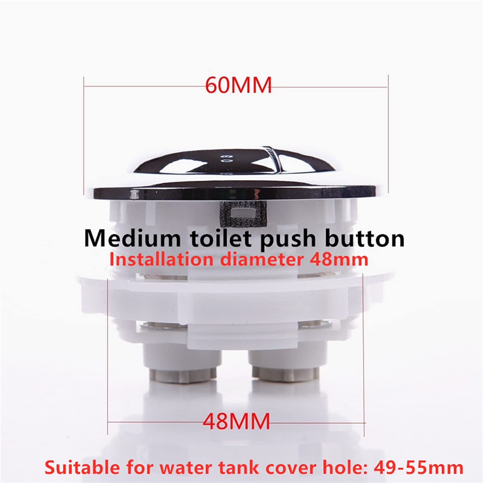 Pulsante di scarico del WC, Valvola di scarico del serbatoio 'acqua della toilette Interruttore del serbatoio 'acqua con doppio pulsante tondo medio Pulsante di scarico in plastica ABS, FL21012 Pulsan