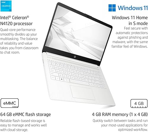 Miniatura 2 de HP Laptop ultraligera de 14 pulgadas para empresas. Intel Quad-Core N4120 ( N4020), 8 GB de RAM, 192 GB de almacenamiento, 1 año Office 365, (64 GB