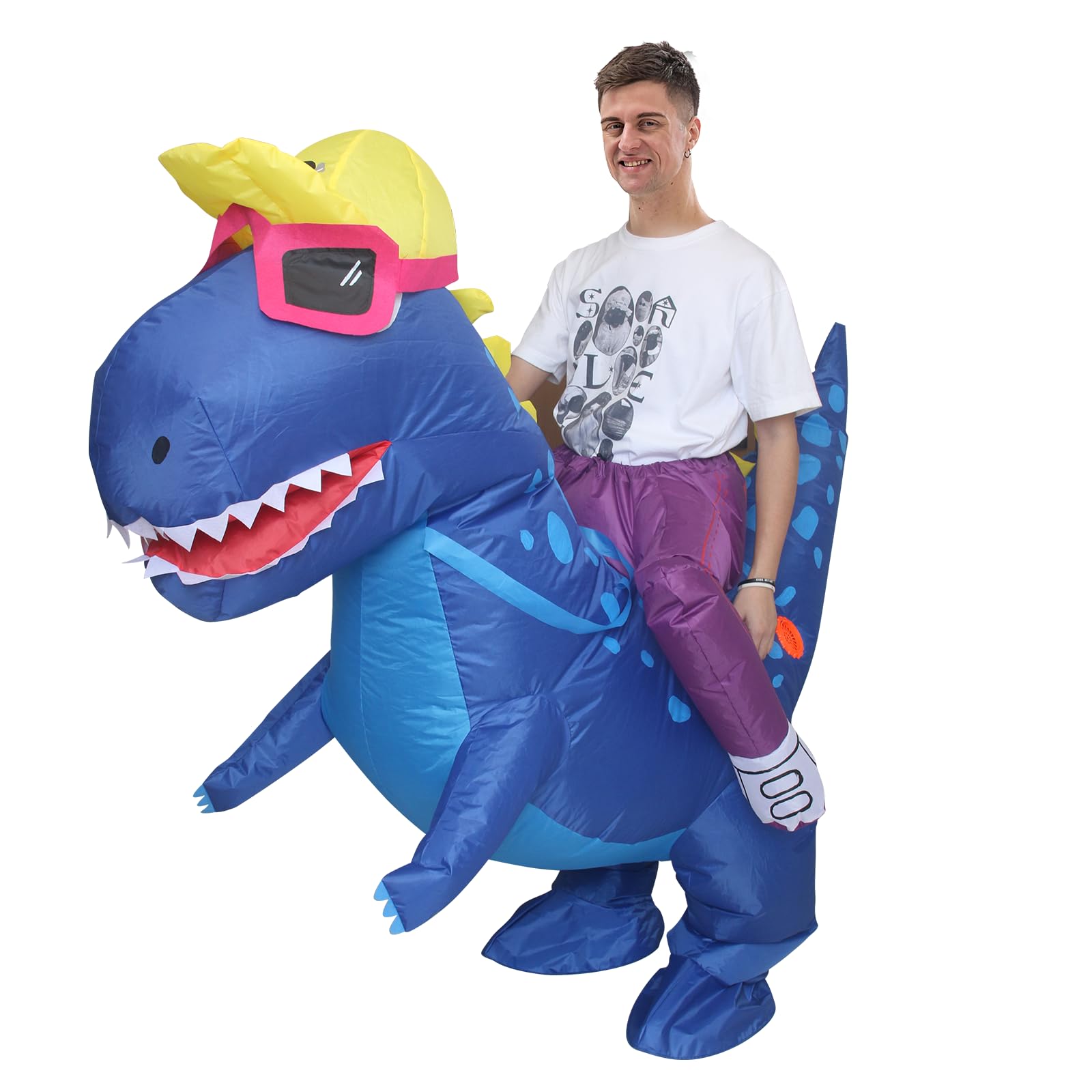 IRETG Disfraz inflable de dinosaurio para adultos, divertido disfraz de dinosaurio inflable, disfraz de Halloween para profesores, fiesta escolar