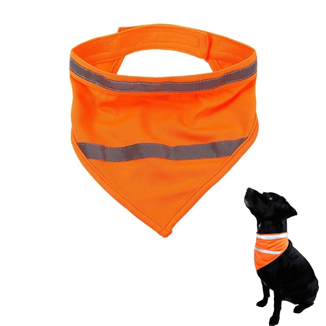 Gaodercha 1pc Reflective Dog Bandana Safety Reflective Pet Bibs Orange Washable Triangle Dog Comfortable Collar Bib Neckerchief for Small Dogs Cats Pets Camping Hunting Travel Walking