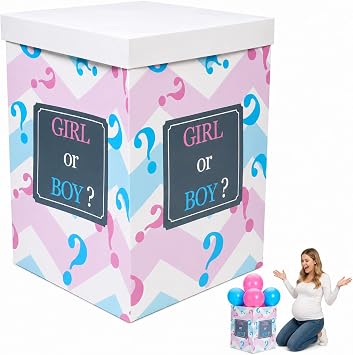 Gadpiparty Gender Reveal Box for Balloons, Gender Reveal Box With Lid, Foldable Decorative Letter for Baby Shower Party
