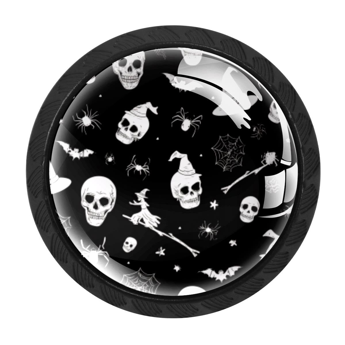 HEOEH 4 PCS Cabinet Knobs, Witch Skulls Spider Drawer Knobs Dresser Handles