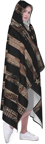 Miniatura 2 de Manta con capucha de camuflaje del desierto de la bandera americana, manta con capucha de microfibra suave de felpa tejida para niños, hombres y