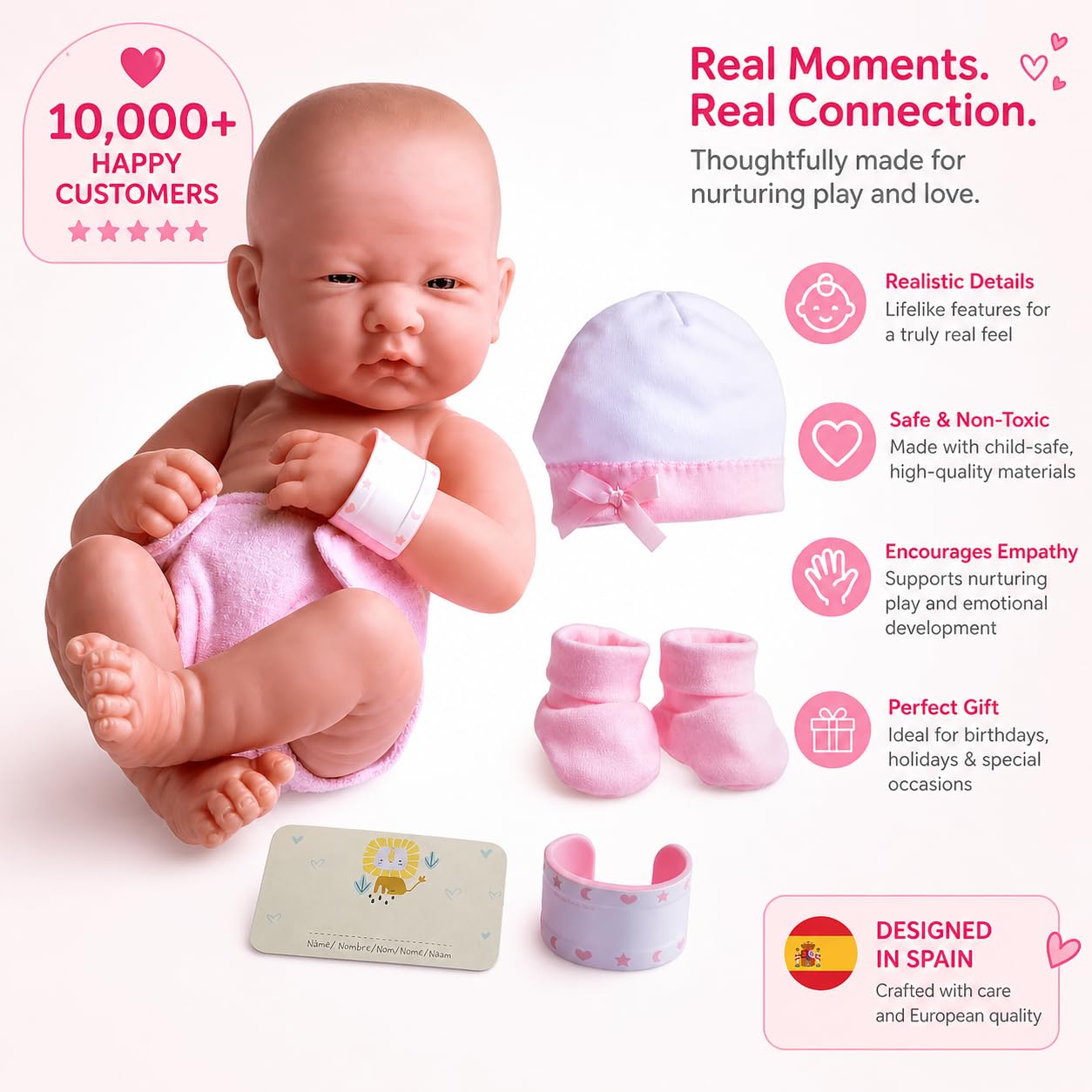 8 piece Layette Baby Doll Gift Set | JC Toys - La Newborn Nursery | 14" Life-Like Doll w/ Accessories | Pink | Ages 2+ — Amazon image 6