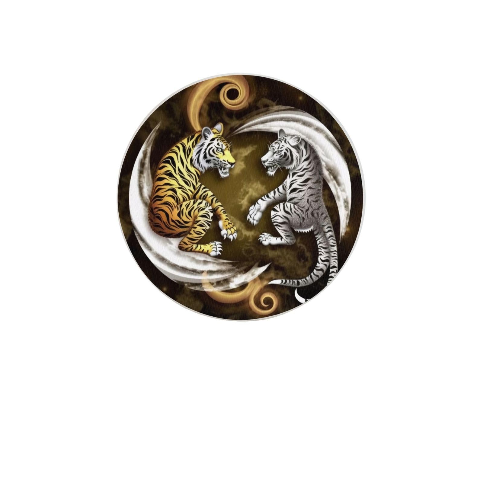 Yin Yang Dragon Tiger Absorbent Drink Coasters Diatomaceous Round Coaster 4 Inch Reusable Cup Coasters Set 4pc