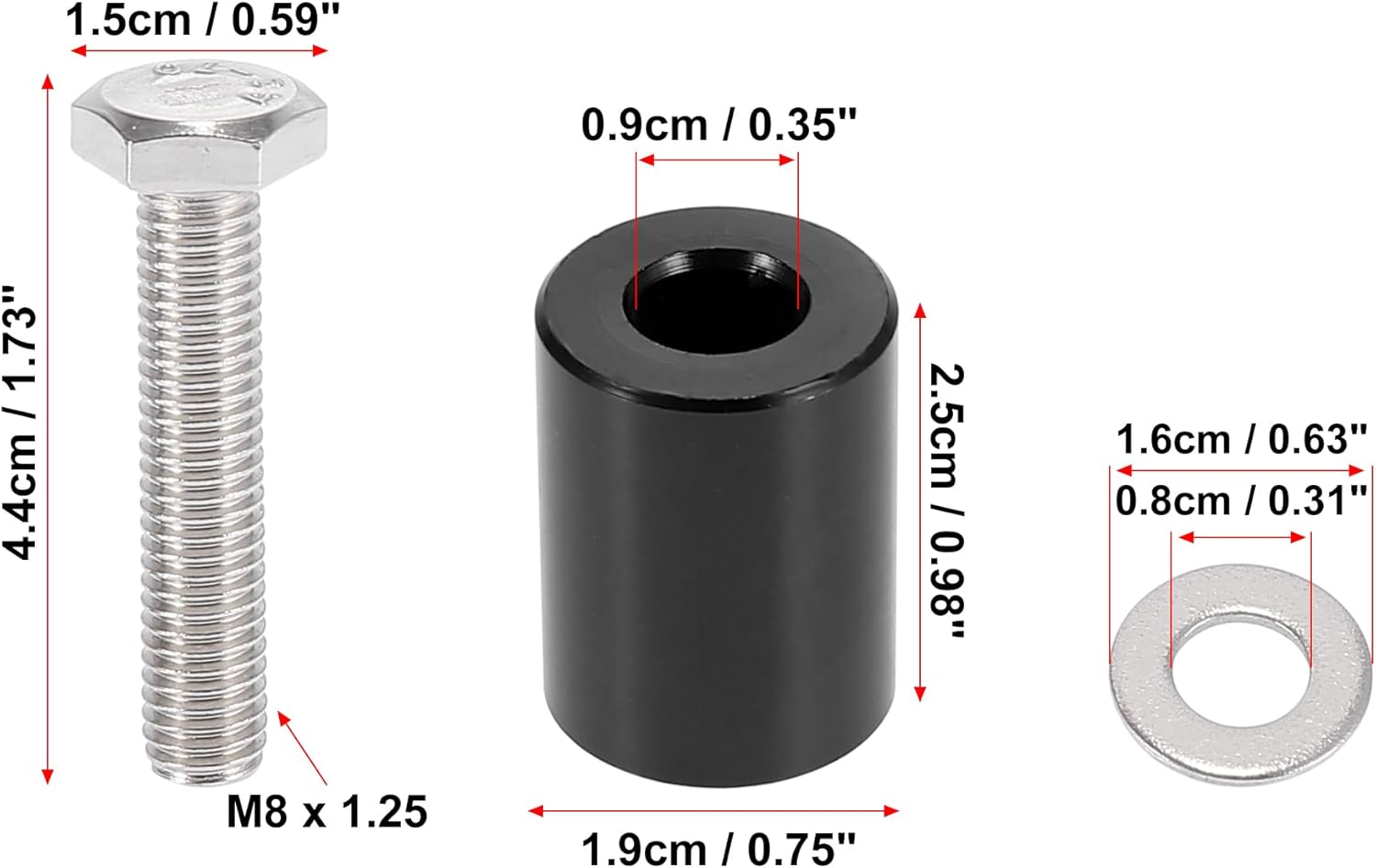 X AUTOHAUX Car Engine Motor Hood Vent Spacer Riser Hood Vent Spacer Riser Kit Aluminum Alloy 8mm Black