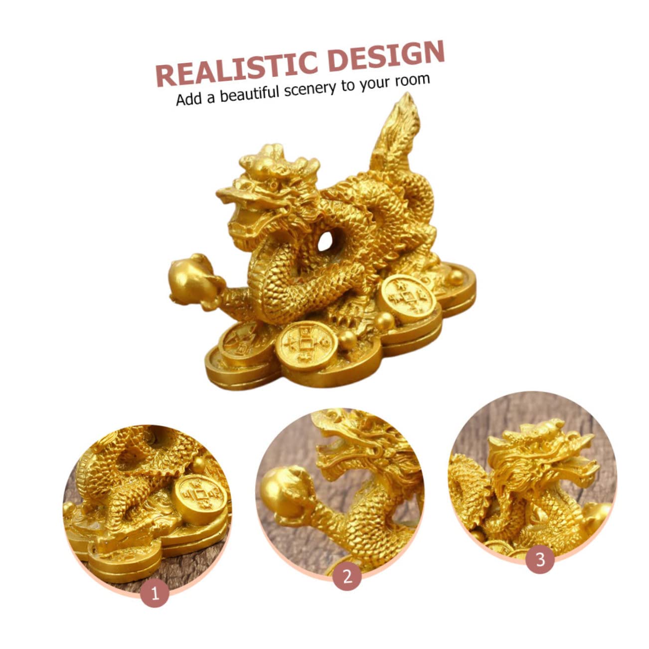 Set Di 4 Mini Statuette Drago In Resina - Colori Vivaci, Feng Shui, Decorazione Casa - Zodiaco Cinese - 2