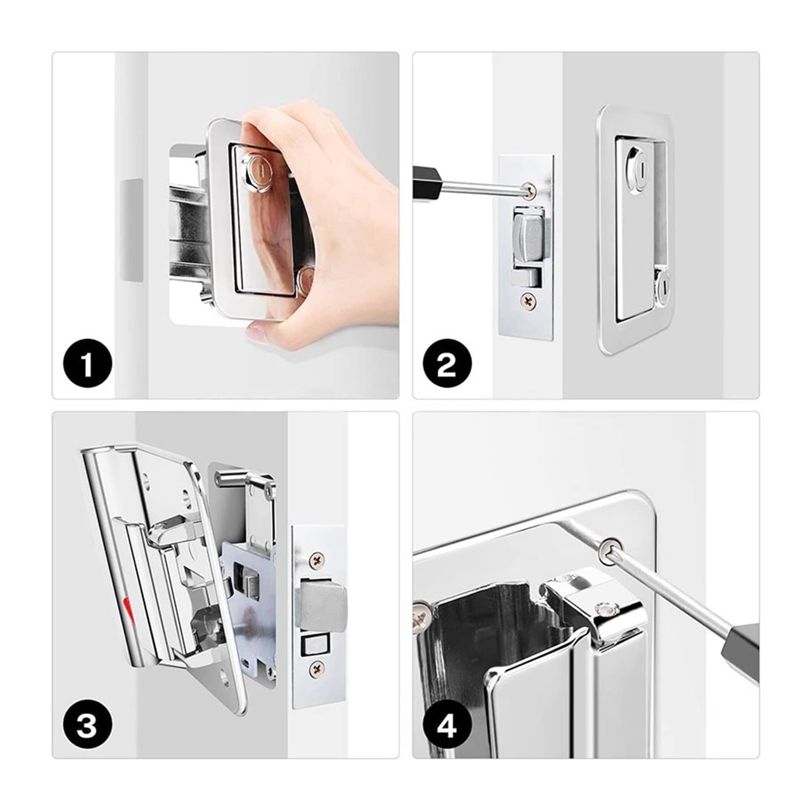 Manija de cerradura de puerta de entrada de coche Camper con llaves, Kit de seguridad, cerradura de puerta interna y externa de aleación Azusa for remolque antirrobo ( Color : White B , Size : 1 )