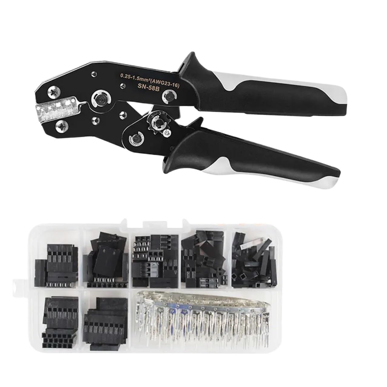 Ratchet Crimping Plier Crimper Tool 0.25-2.5mm² Terminal Wire Electrical Pliers(SN-58B 310pcs)