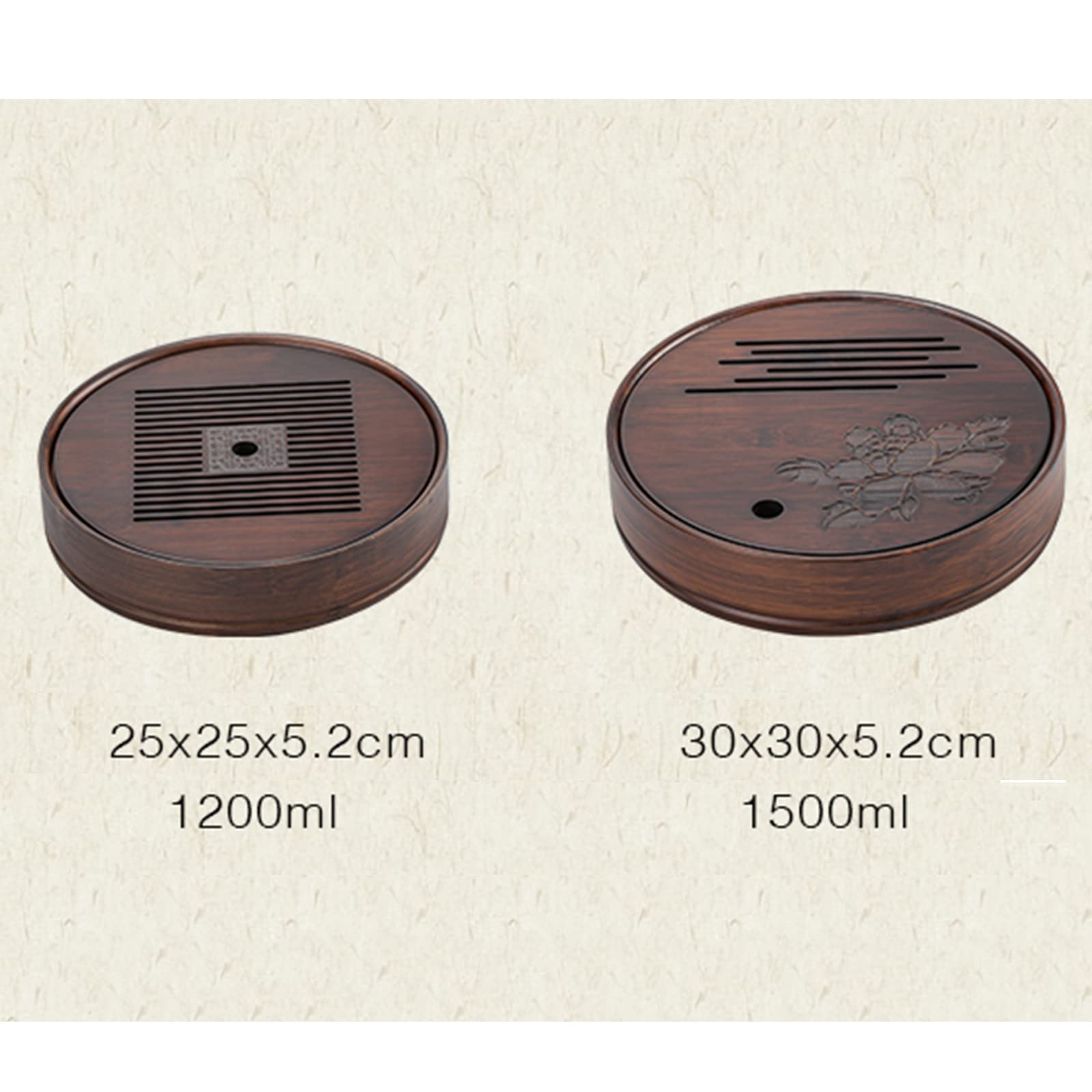 Bandeja Decorativa de bambú para Servir Agua Redonda de Kung Fu Chino con Estructura Desmontable.