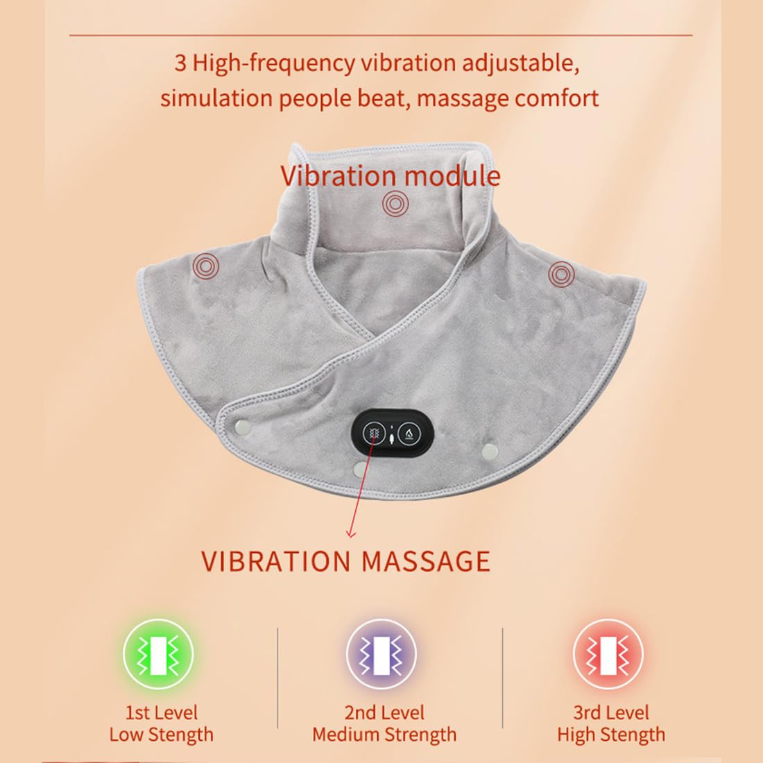 Almohadilla térmica para Cuello y Hombros, Envoltura terapéutica de Calor y vibración para un Alivio instantáneo del Dolor de Cuello con 3 configuraciones de Calor, Cuello y Hombros eléctricos con Vi