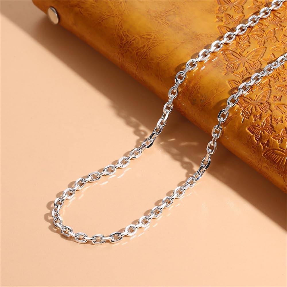 MęSki I Damski Naszyjnik Z łAńCuszkiem S925 Sterling Silver 4mm, Gotycki Naszyjnik Vintage
