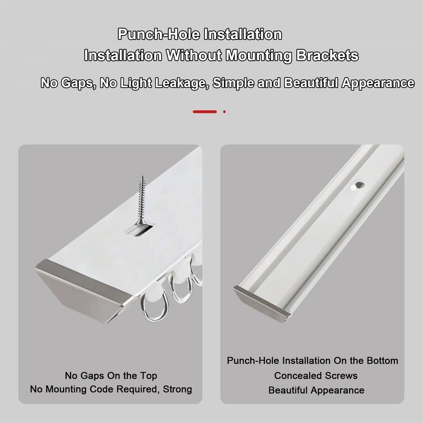 Rail de Rideau en Aluminium Robuste - 280 cm, pour Rideaux de séparation de pièce, de fenêtre et de Salle de Bain. Barre de Rideau Blanche Durable pour Une Installation Facile.