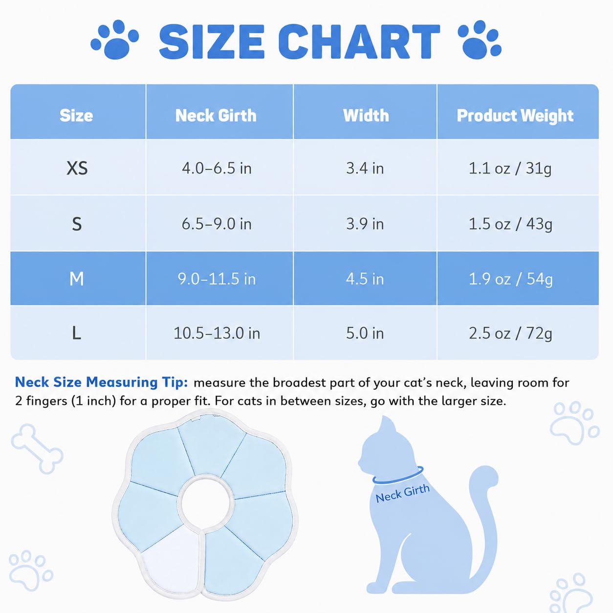 Avont エリザベスカラー 犬用 猫用 ソフト 軽量 手術後 傷口保護 舐め防止 引っ搔き防止 （ブルー）