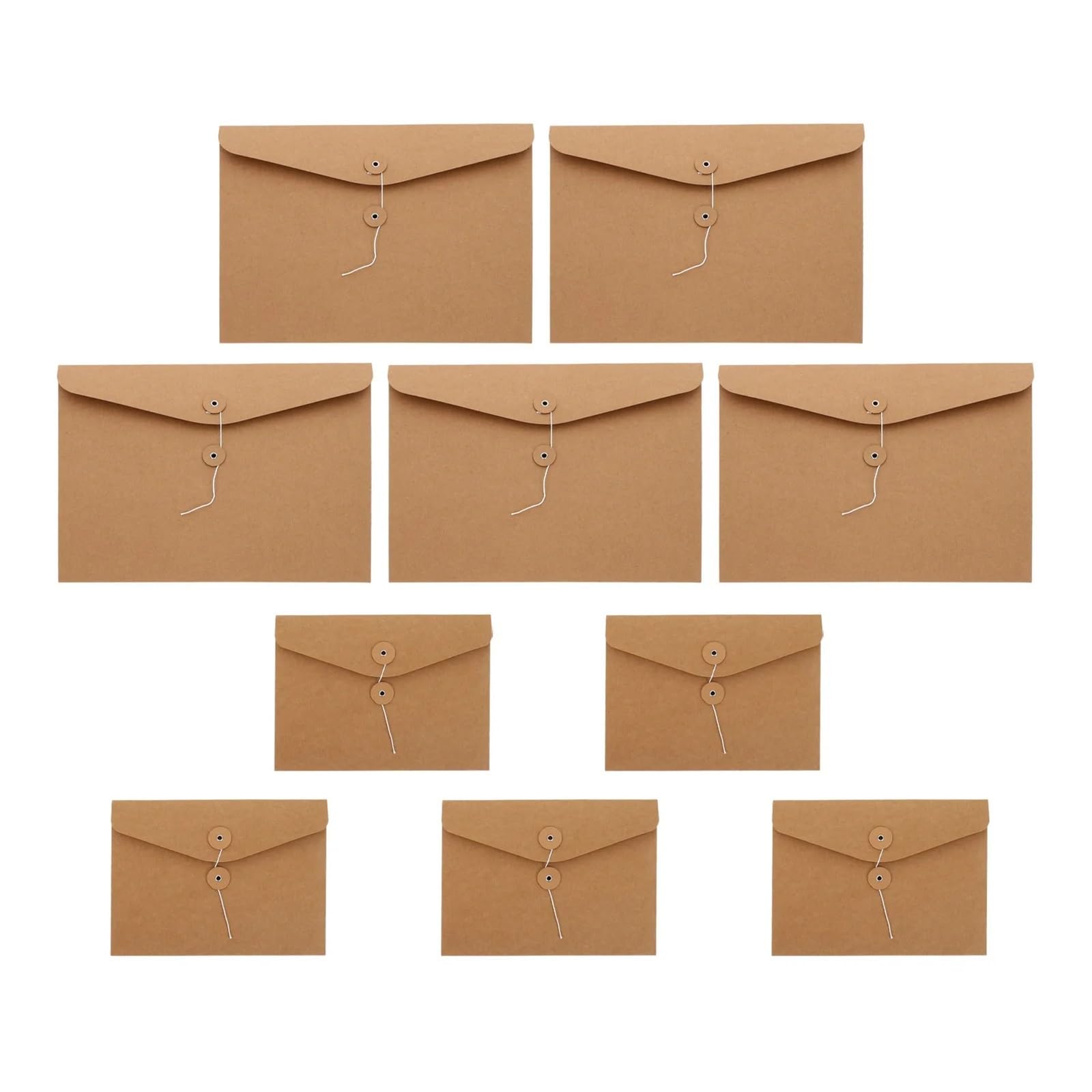 Buste con laccetto a cordoncino, 8 pezzi, in carta kraft, orizzontali, per scuola, ufficio, formato A4, A5, per riporre biglietti e documenti (24 cm)