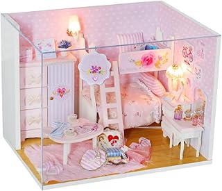 TOYANDONA Kit De Casa De Bonecas DIY Kit De Mobília De Mini Quarto Iluminar Casa De Bonecas Iluminar Casa De Brinquedo Em Miniatura Casa De Bonecas Presente De Aniversário De Menina Kit Em