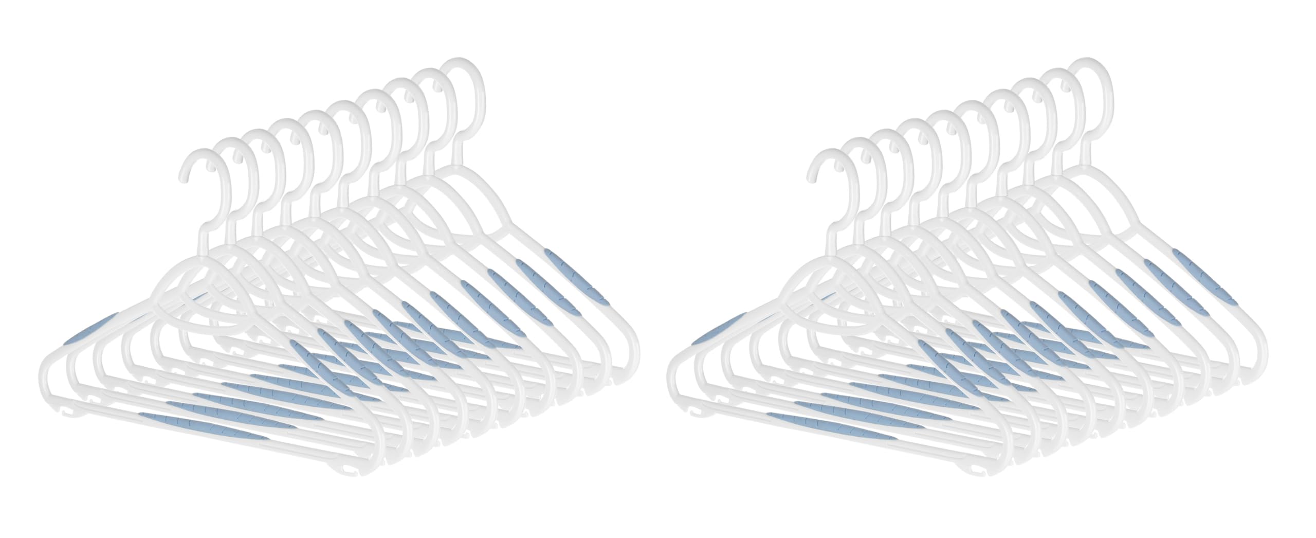 Whitmor Lot de 20 cintres fins avec crochet pivotant Blanc et bleu