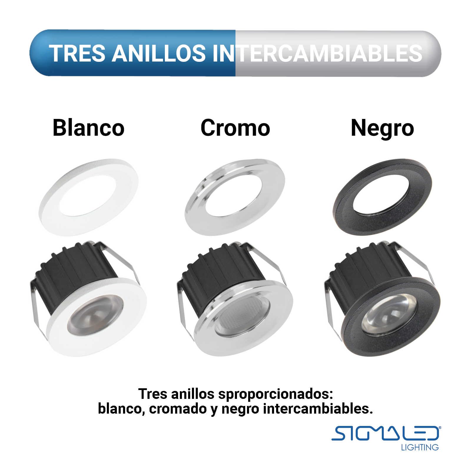 Sigmaled lighting, MINI FOCO LED 3W para Exterior, Regulable, Resistente a salpicaduras, 300lm, Blanco Natural 4000K, Spot empotrable IP54, 220V / 230V AC NO NECESITA Driver, 10 focos (5 cajas de 2)