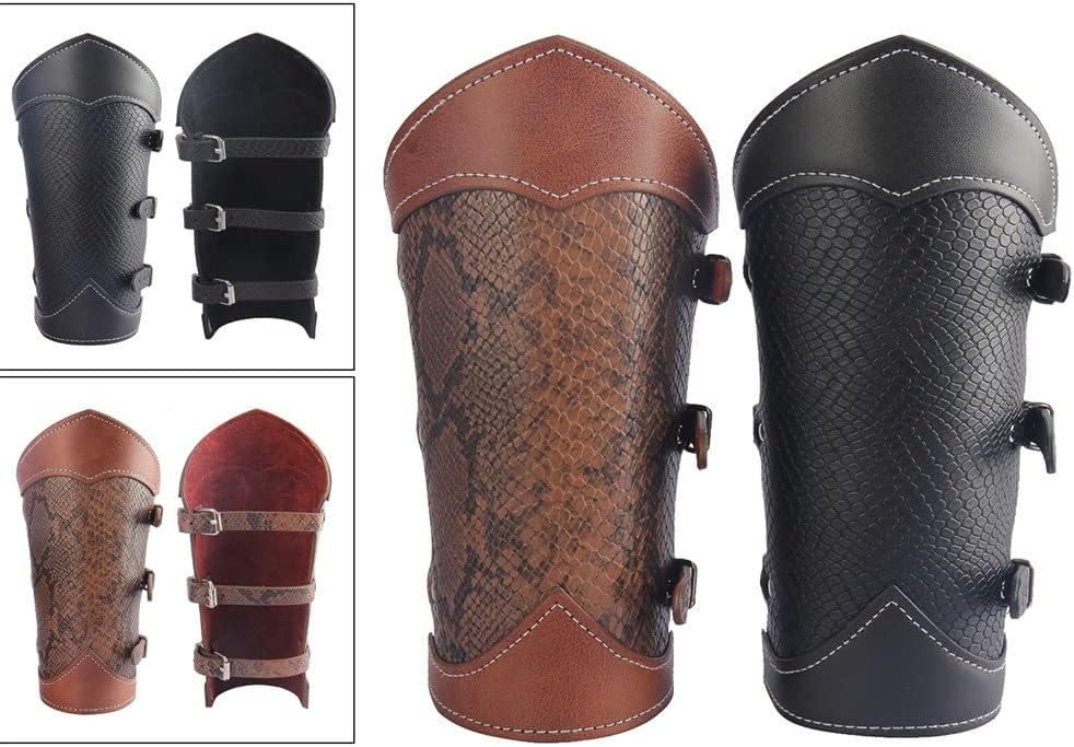Leather Handguards Wide Wrist Arm Armor Wristband Protector Cuff Bracelet Buckle