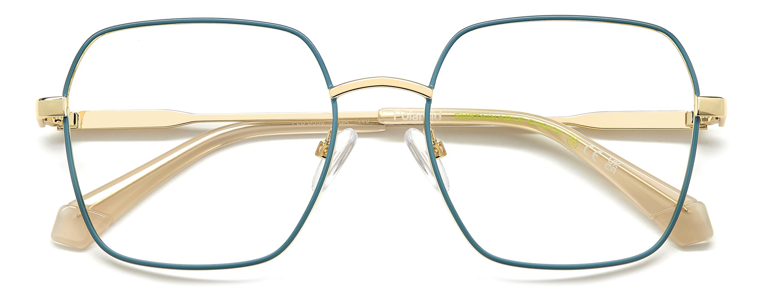 POLAROID Brille mit Sehstärke für Damen optional mit Sonnenbrillentönung oder Blaulichtfilter, Rechteckig, gefertigt aus Öko-Metall, Modell: 108080 (inklusive Brillenetui)