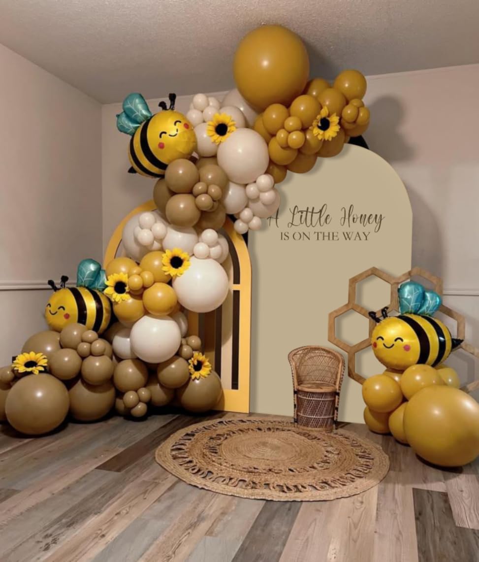 Arch Backdrop Cover Little Honey is on The Way Baby Shower Fiesta Decorations 1st Sweet Bee Day Birthday Party Arch Spandex Fabric Cover (7.2x4ft Cover,3955)
