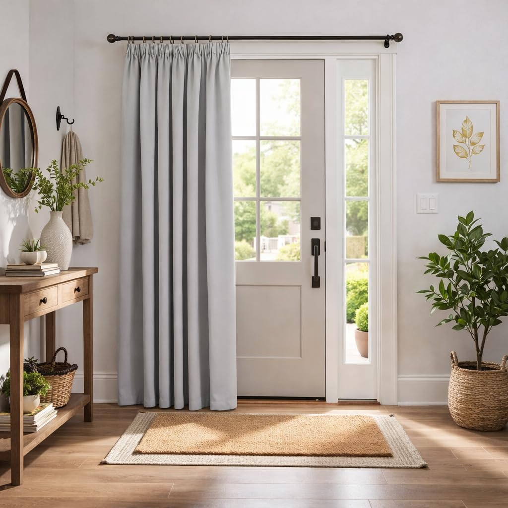 John Aird Blackout Curtains Pencil Pleat with Tie Backs (Silver, W 66" x L 84" (1 Panel) Thermal Energy Saving Curtains for Bedroom & Living Room