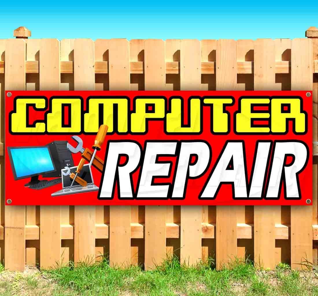 Computer Repair Banner 13 oz | Non-Fabric | Heavy-Duty Vinyl Single-Sided With Metal Grommets