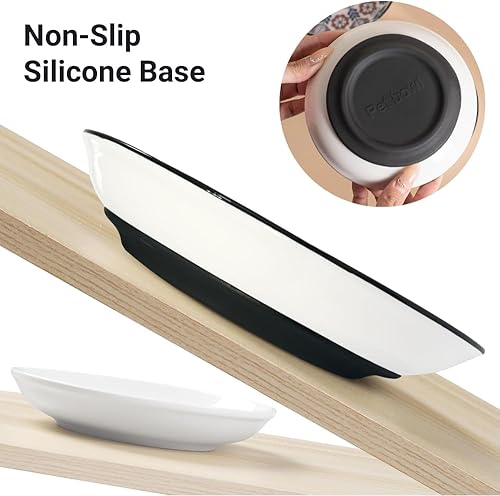 Miniatura 2 de Tazones antideslizantes para gatos, juego de cuencos de cerámica anchos para mascotas para aliviar la fatiga de los bigotes, paquete de 3 platos