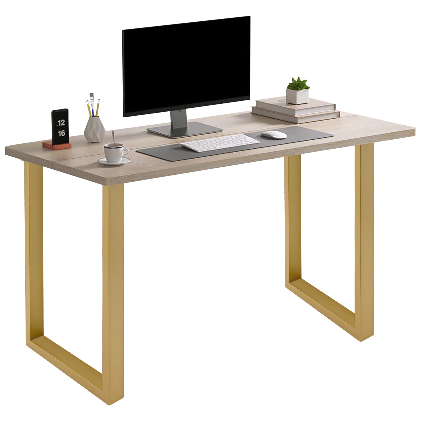 Lot de 2 Pieds de Table Acier Doré 71cm 3x6cm 200kg Bureau Industriel