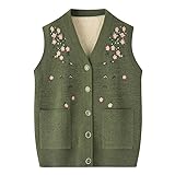 Design : Ce gilet sans manches pour femme, avec son col en V et sa fermeture boutonnée sur le devant, est facile à enfiler et à retirer. Ses poches permettent de ranger de la monnaie ou des lunettes de lecture, ce qui le rend très pratique au quotidien. D'inspiration vintage, son élégant motif floral brodé lui confère une allure raffinée et sophistiquée, loin d'être un simple gilet en maille.