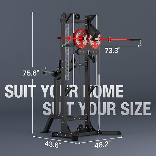 Miniatura 8 de GMWD Máquina de elevación lateral, máquina multivuelo ajustable con 15 ajustes de altura, placa de capacidad de 450 libras cargada para ejercicios