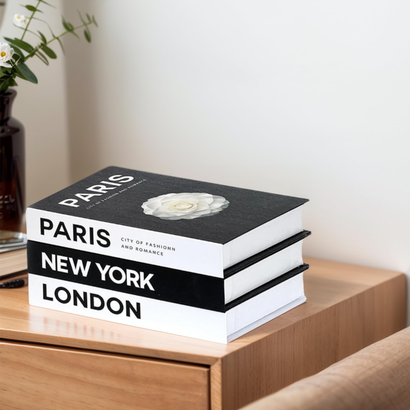 3 PCS Libros Decorativos Magnéticos Modernos, Caja Dura sin Páginas, Para Decoración Apilada