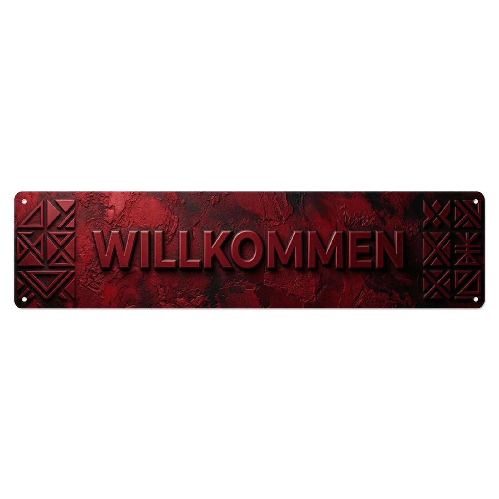 Crimson Red Bold Statement Welcome Metal Tin Sign