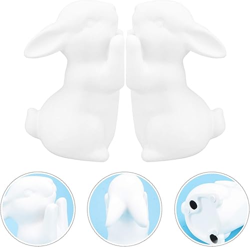 Miniatura 8 de IMIKEYA Sujetalibros de conejo 2 unids sujetalibros en forma de conejo rústico para estantes, soporte de libro de escritorio simple soporte de