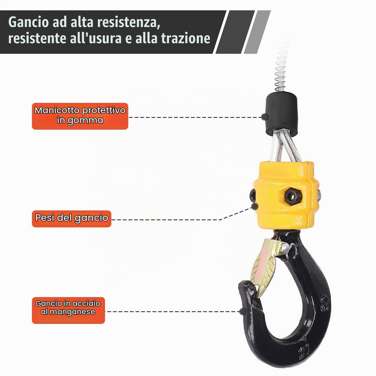 Verricello Elettrico, Paranco Elettronico 500 Kg con Telecomando Wireless Protezione Sovraccarico 7,6 M Altezza di Sollevamento Massima 1500 W (Spina europea 220 V)