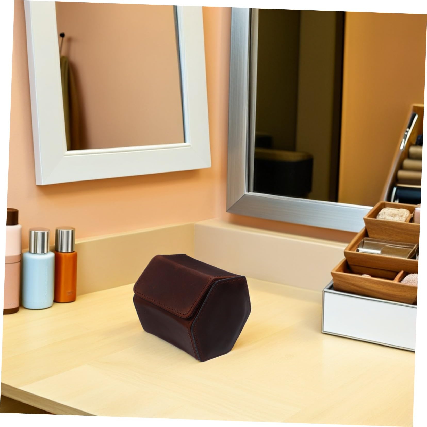 Mikikit Custodia Da Viaggio Per Orologi in Pelle Rotolo Design Esagonale Retrò Protezione Da Urti Interno Morbido Organizer Per Gioielli Per Uomo e Donna