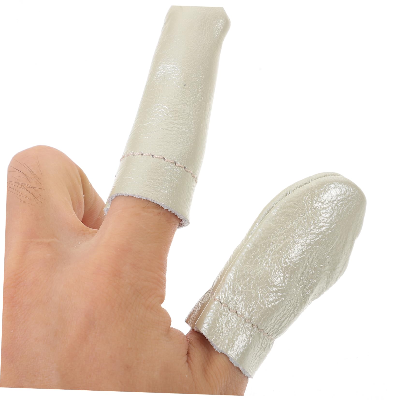 Protector de Cuero Dedos de Piezas Beige Costura 6 Artesanal