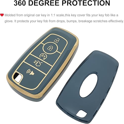 Miniatura 3 de Funda para llavero Ford con llavero de TPU suave, protección completa, compatible con Ford Escape Expedition Explorer F-150 F-250 F-350 F-450 F-550