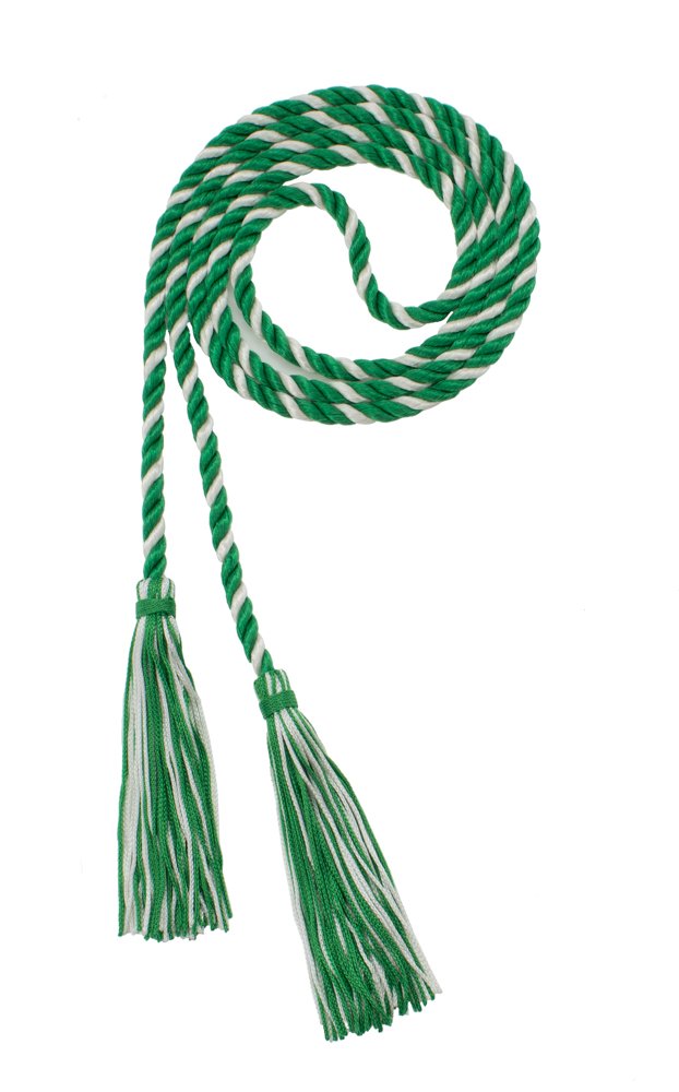 Tassel Depot Graduation Honor Cord - Kelly/Natural - Every School Color Available - Made In Usa