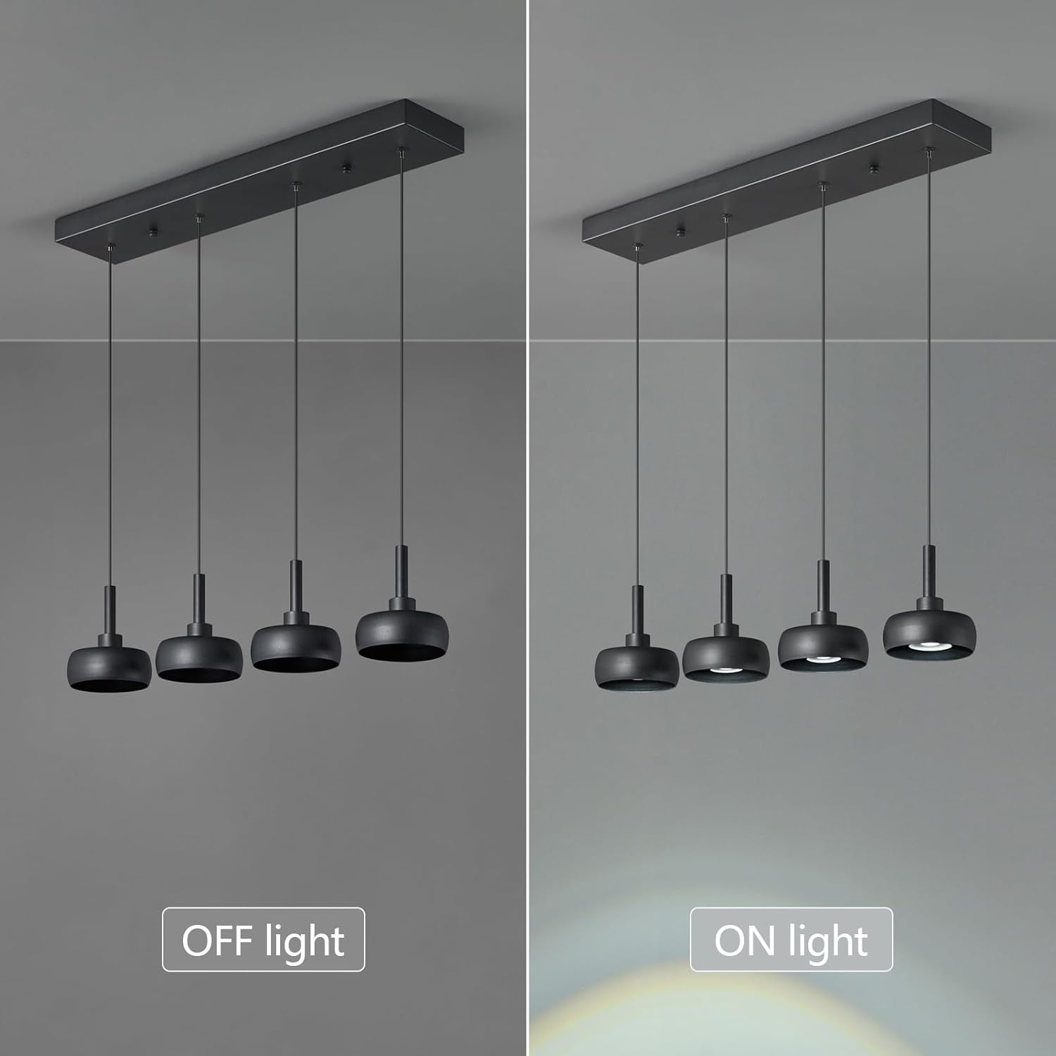 Modern Black Mini Pendant Lighting for Kitchen Light Fixtures Ceiling Hanging Over Dining Room Table Bathroom for Kitchen Island Living Room Dining Room(4-Lights)
