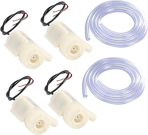 4 mini bombas de agua micro sumergibles de CC de 3 a 5 V con 2 tubos de vinilo transparente flexible de PVC (3.3 ft) para acuarios, pecera,
