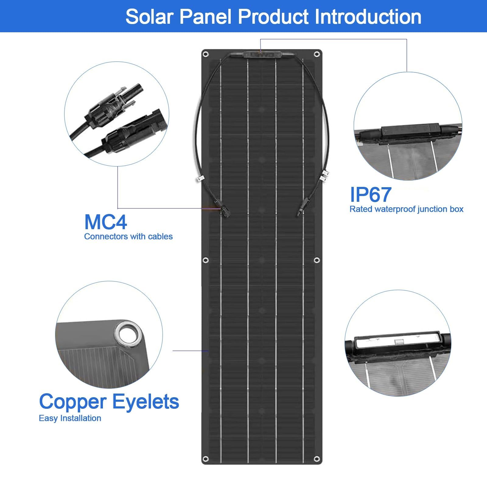 Kit de panneaux solaires flexibles 50W/100W avec contrôleur 40A