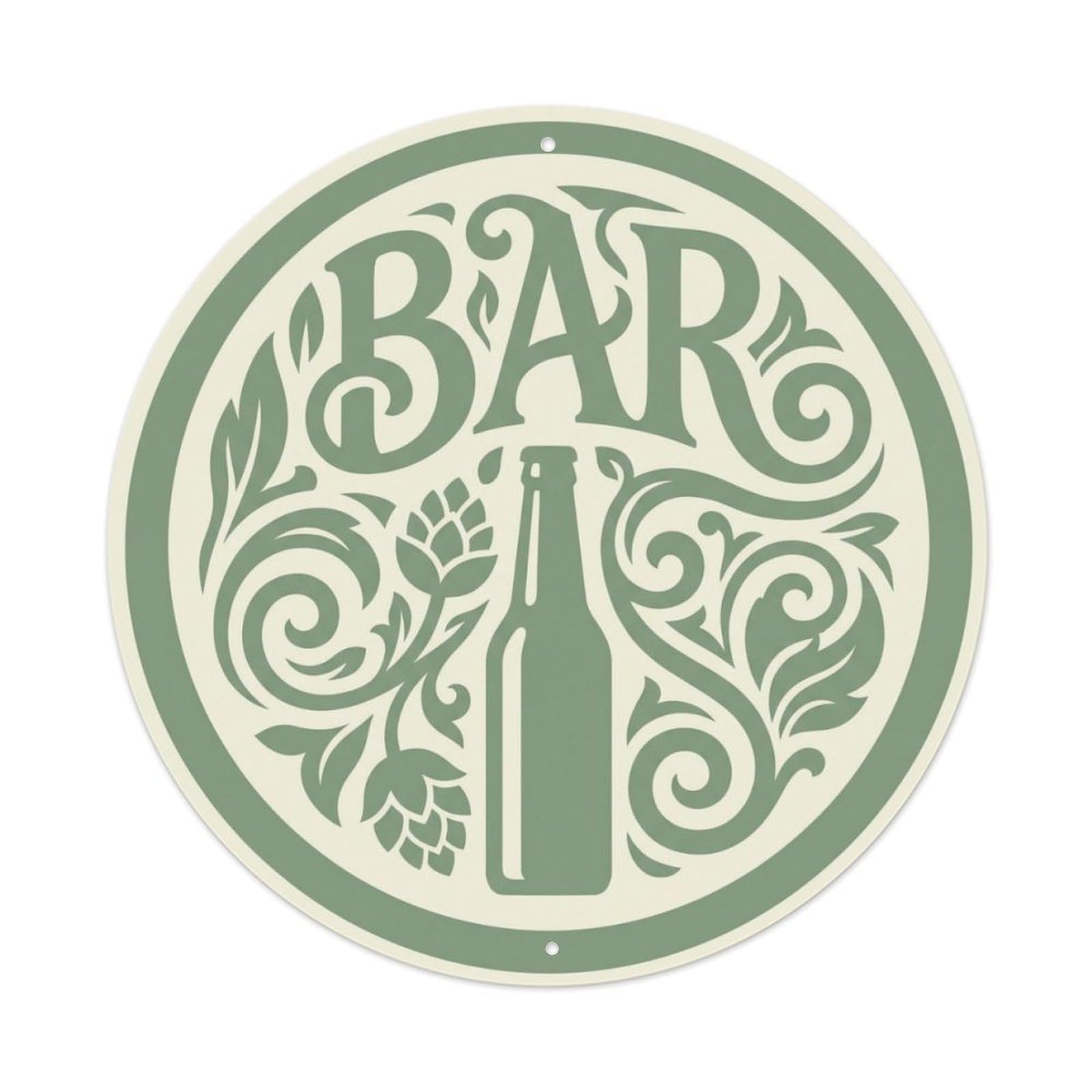 BAR Sage Brewery Ornament Metal Tin Sign Plaque Wall Decor for Cafe, Club Bar, Office, Home Garden Round Metal Poster 8x8Inch