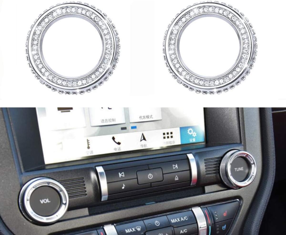 Car Interior Audio Volume Knob Bling Accessories fit for Ford Mustang 2015-2021 CrystalRhinestone Fashion Accessories