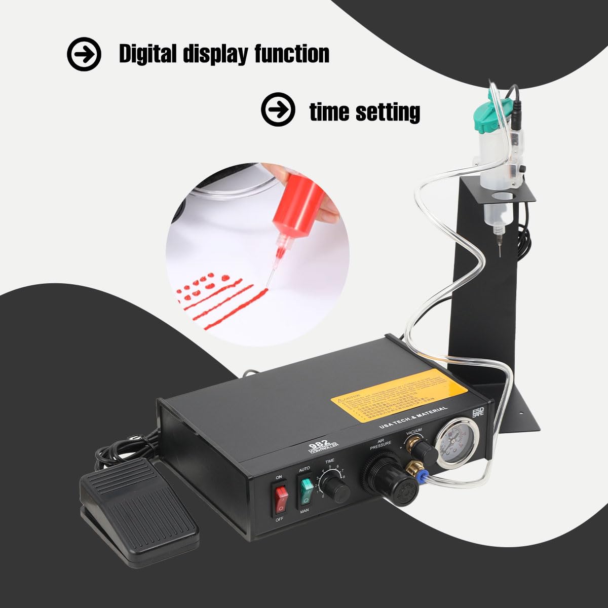 Semi-Automatic Glue Dispenser Machine Solder Paste Controller Glue Dropper Halbautomatisch Manuell Betrieb Leimspendermaschine 220V AC 50Hz Minimale Tropfvolumen 0.01ml