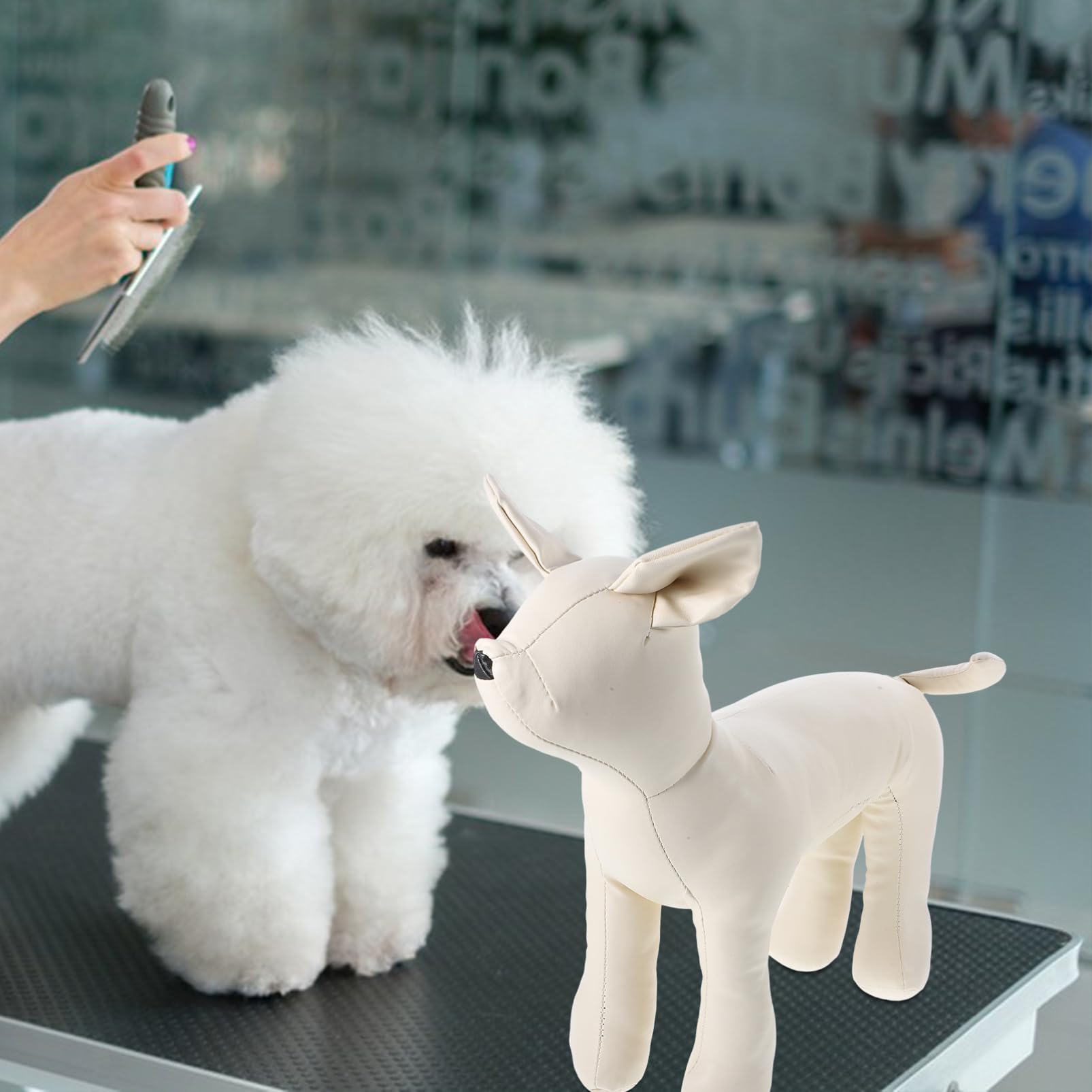 ERINGOGO Haustiermodell Hund Körperpflege schaufensterpuppe Leder Weiß